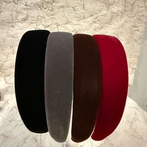 Elegant Velvet Headband Set - Black, Gray, Brown, Red